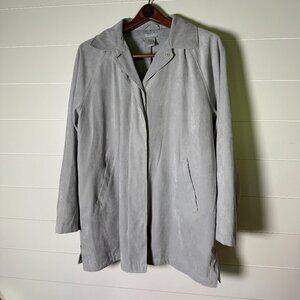 Collection Light Gray Sueded Material Hidden Button Jacket Size Large